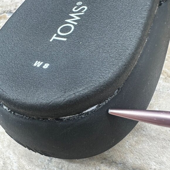 Toms Sandals Womena 8 Black Alpargata Mallow Crossover Quilted Textile Slides - Picture 6 of 10